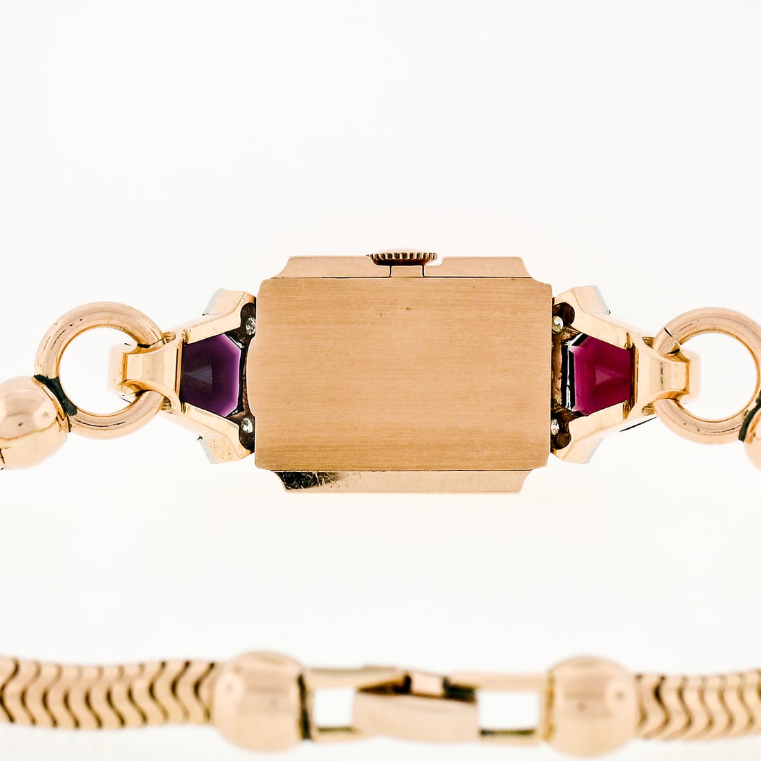 Jules Jurgensen Gold & Platinum Garnet & Diamond Watch - 8