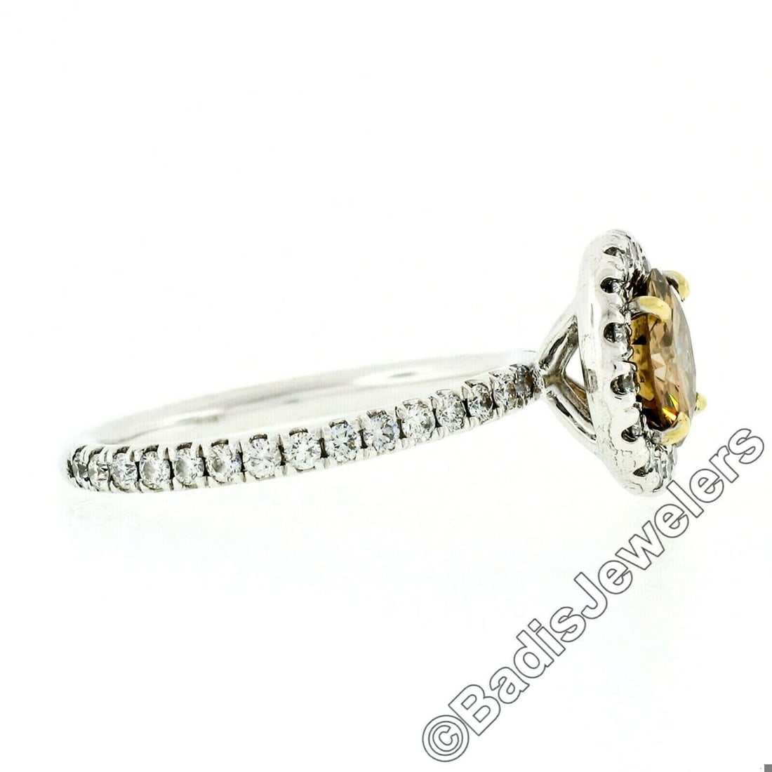 18k Gold Diamond Solitaire Halo Engagement Ring - 3