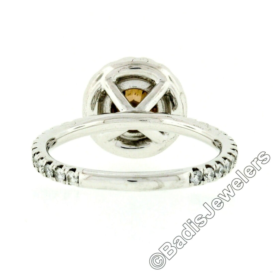 18k Gold Diamond Solitaire Halo Engagement Ring - 4
