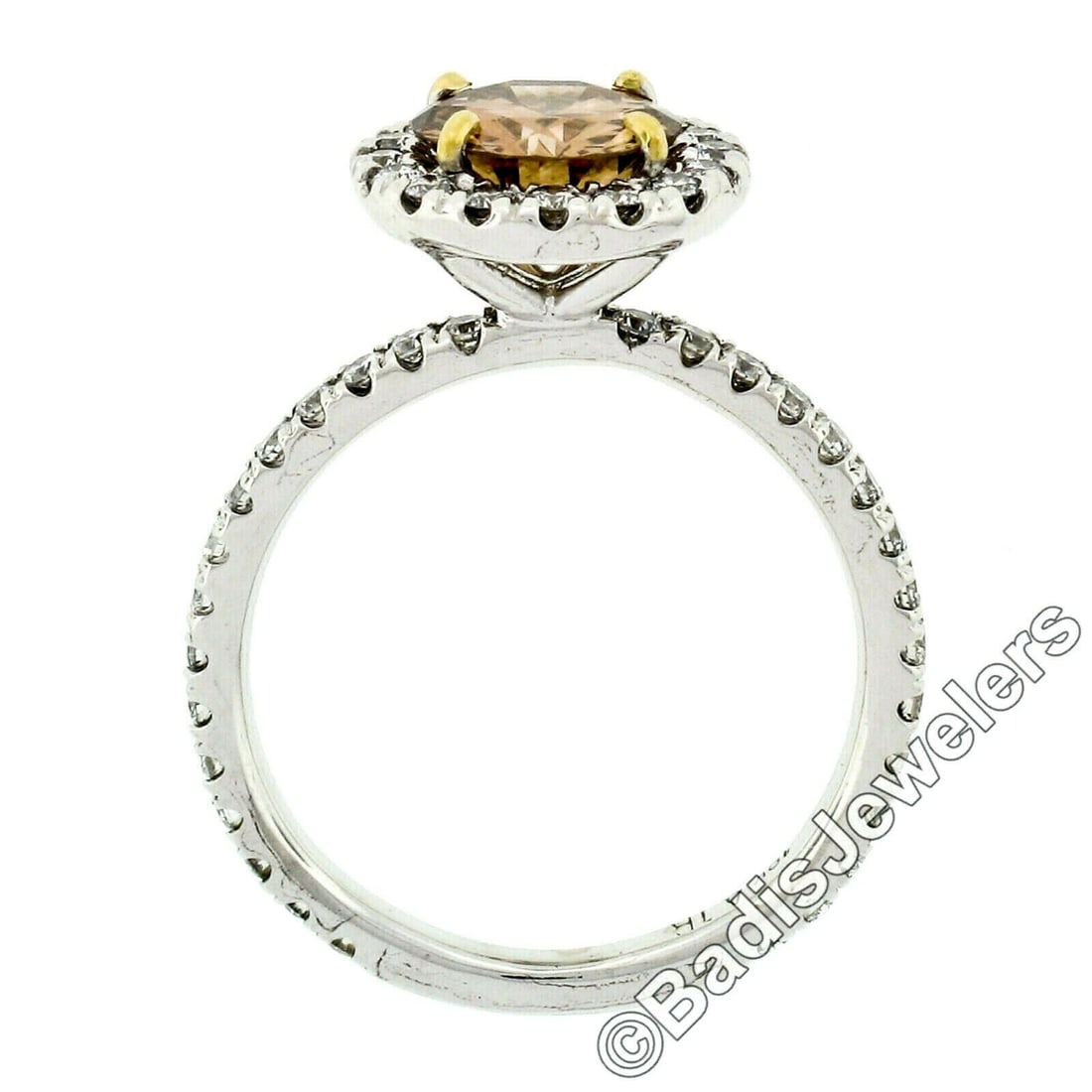 18k Gold Diamond Solitaire Halo Engagement Ring - 5