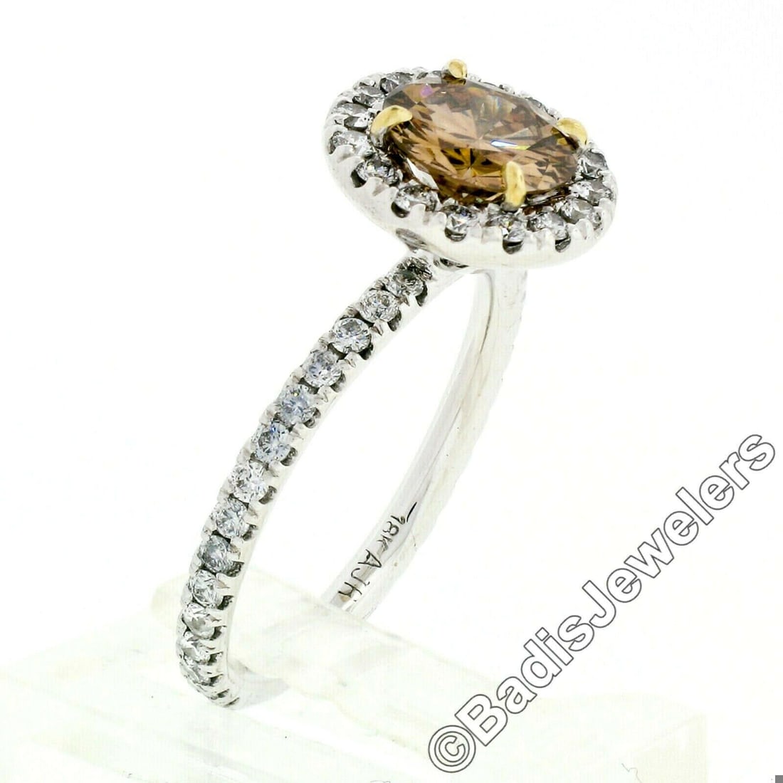 18k Gold Diamond Solitaire Halo Engagement Ring - 6
