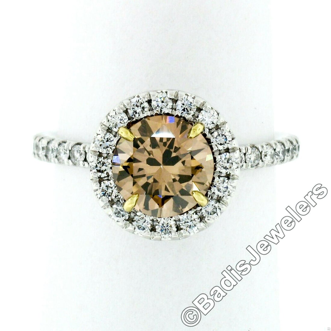 18k Gold Diamond Solitaire Halo Engagement Ring - 8