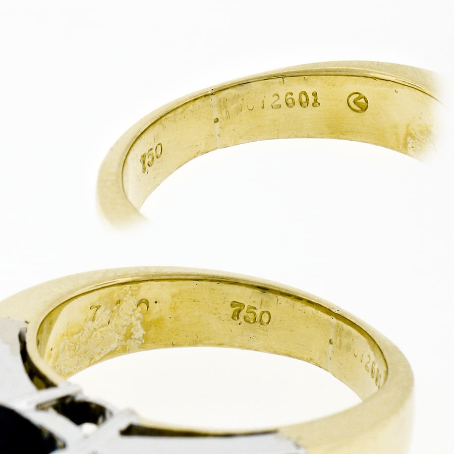 18k TT Gold Sapphire Solitaire & Diamond Ring - 8