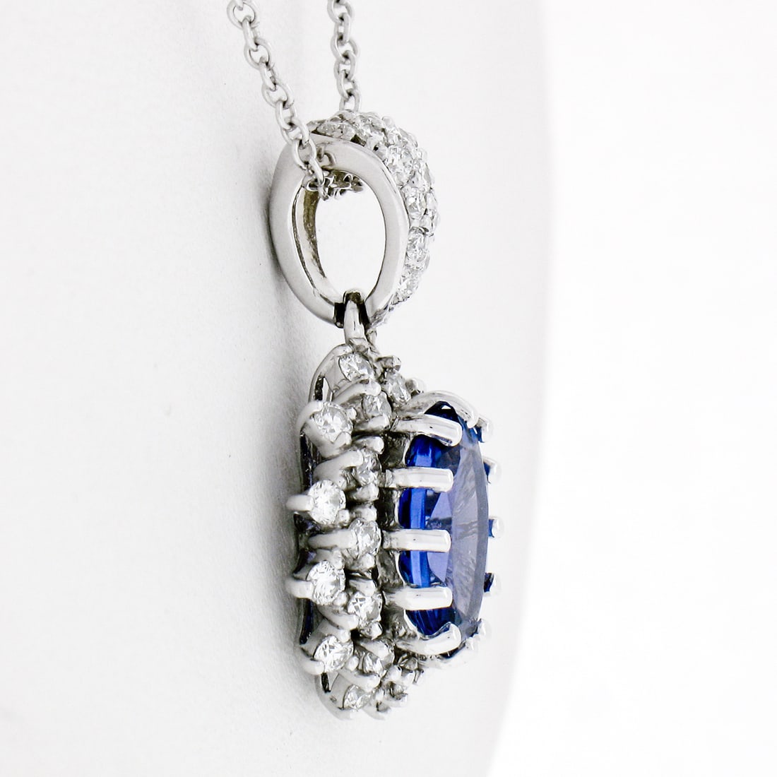 New 14k Gold Tanzanite & Diamond Dual Halo Pendant - 2