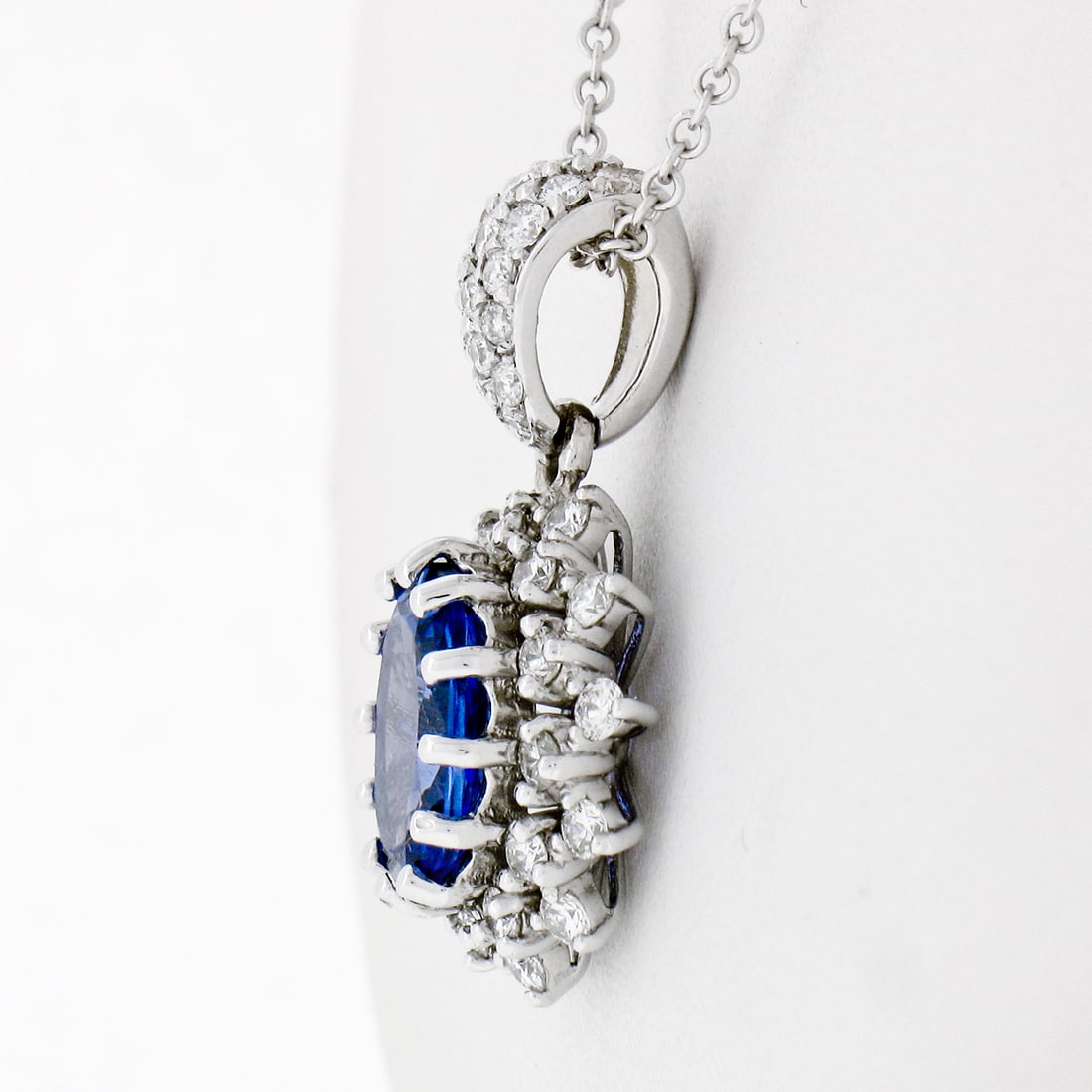 New 14k Gold Tanzanite & Diamond Dual Halo Pendant - 3