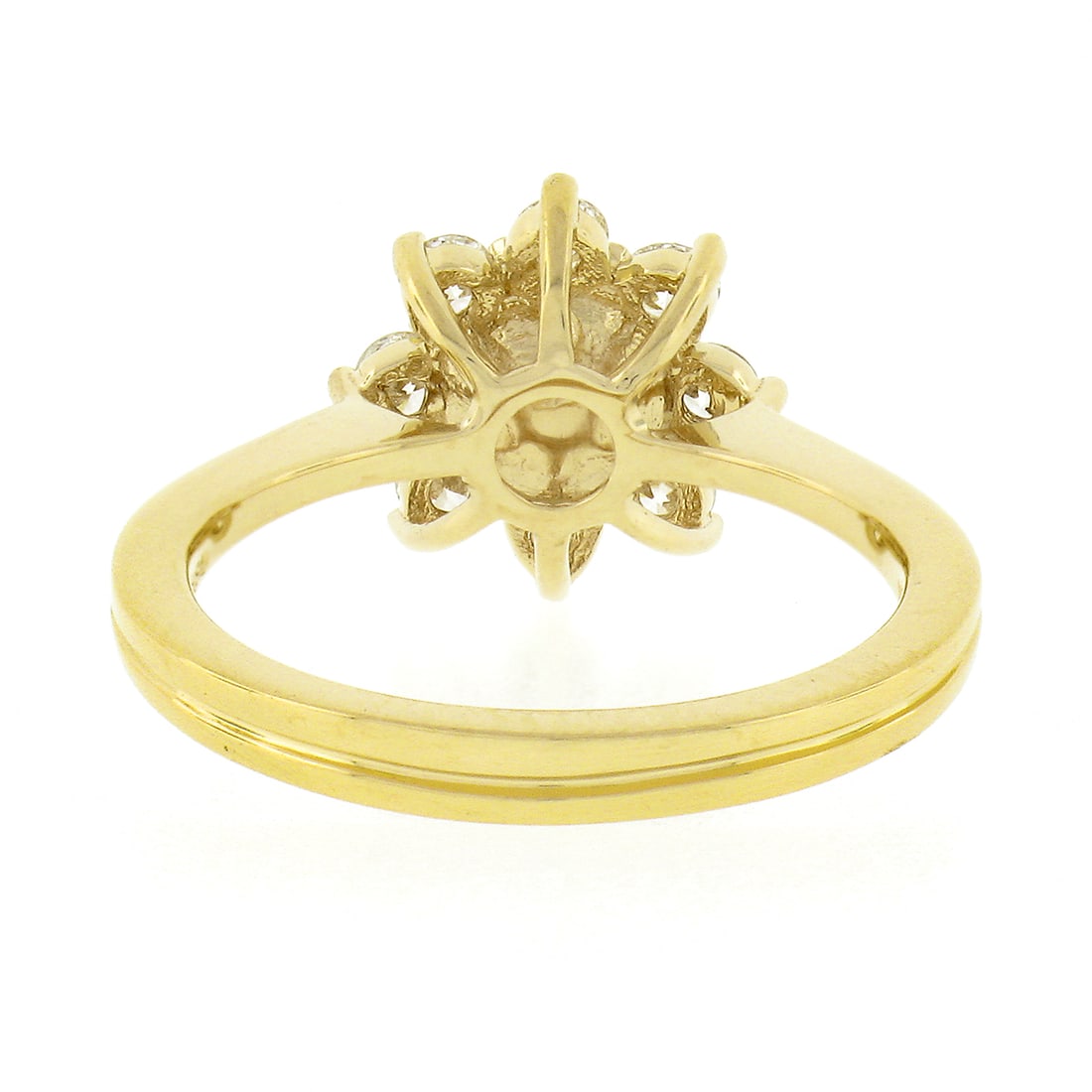 NEW 18k Gold Pearl Diamond Flower Cluster Ring - 4