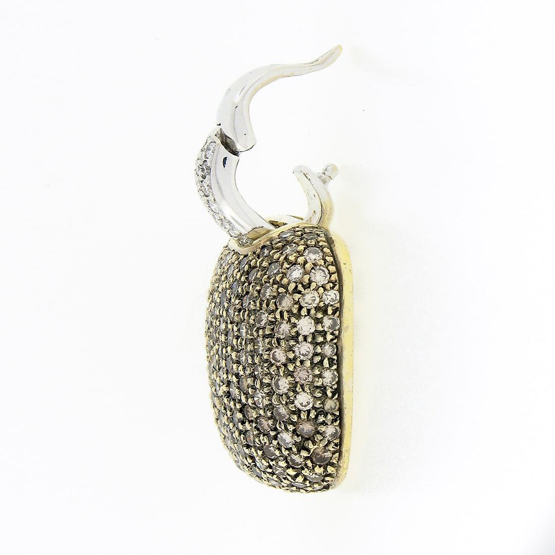 18K TT Gold White & Champagne Diamond Pendant - 2