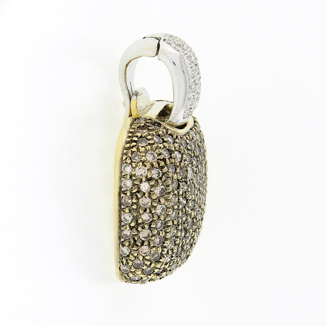18K TT Gold White & Champagne Diamond Pendant - 3