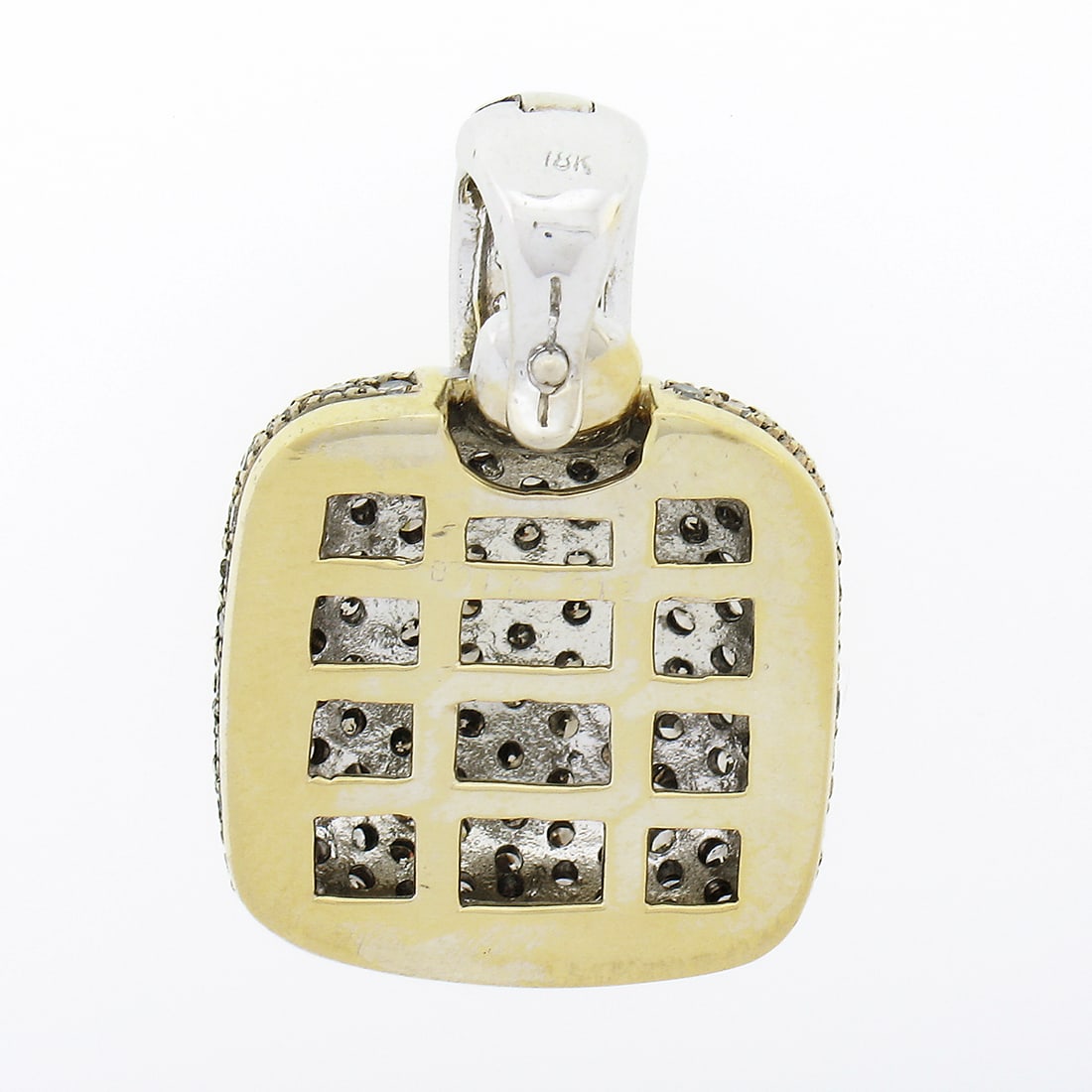 18K TT Gold White & Champagne Diamond Pendant - 4