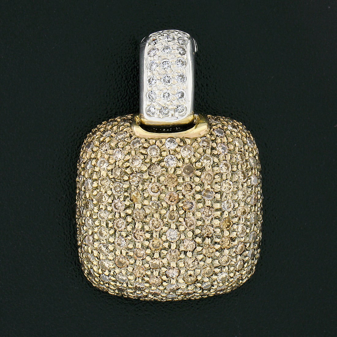 18K TT Gold White & Champagne Diamond Pendant - 5