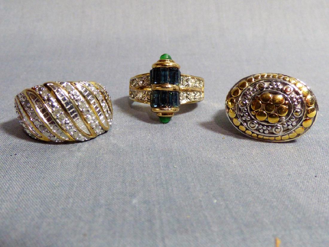 Group of 3 Ladies Sterling Silver Fashion Rings: Group of 3 Sterling rings. 2 being accented with semi precious stones. Ranging in sizes from 7.5 - 8 All marked 925 to the interior.