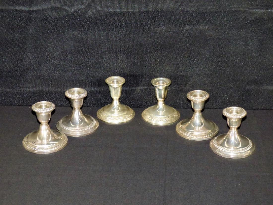 3 Pairs of American Weighted Sterling Candlesticks (1 of 1)