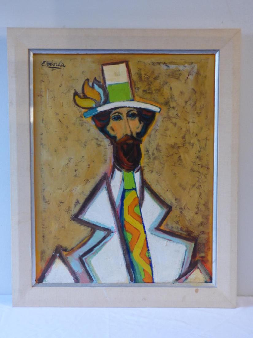 AFTER DAVID ADICKES (American, born 1927): Man in Hat Acrylic on canvas Signed indistinctly upper left Provenance: Acquired from the Estate of Ann Hodges, Houston, Texas