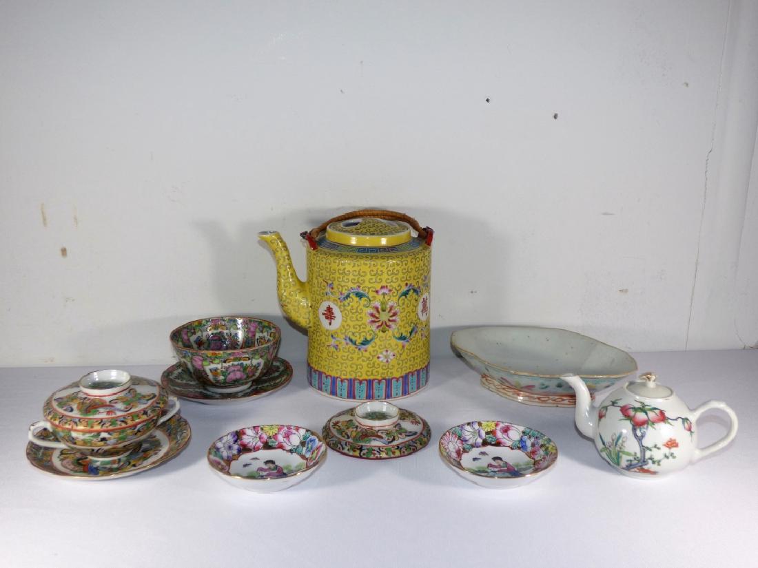 Group Antique Chinese Famille Rose Items: Group of antique Chinese Famille Rose porcelain articles 9 pcs.