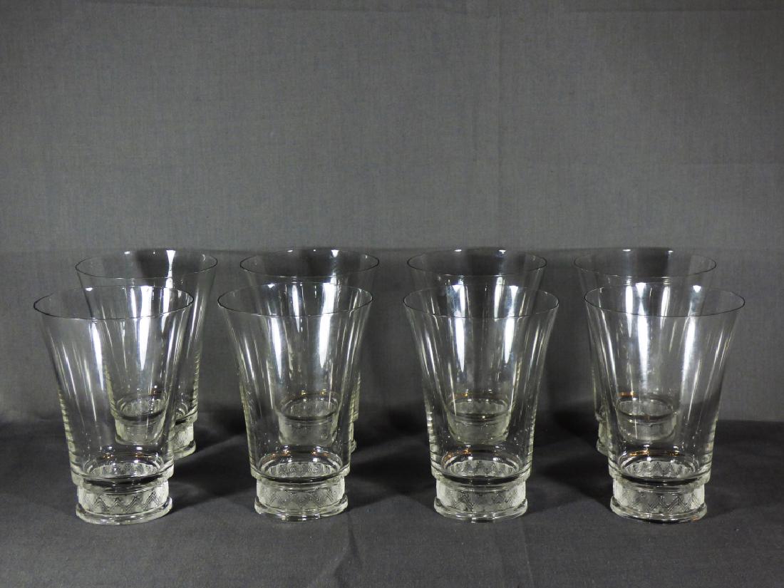 Eight Lalique Crystal Tumblers or Highball Glasses: Size (each): 3 1/2" dia. x 4 7/8" H