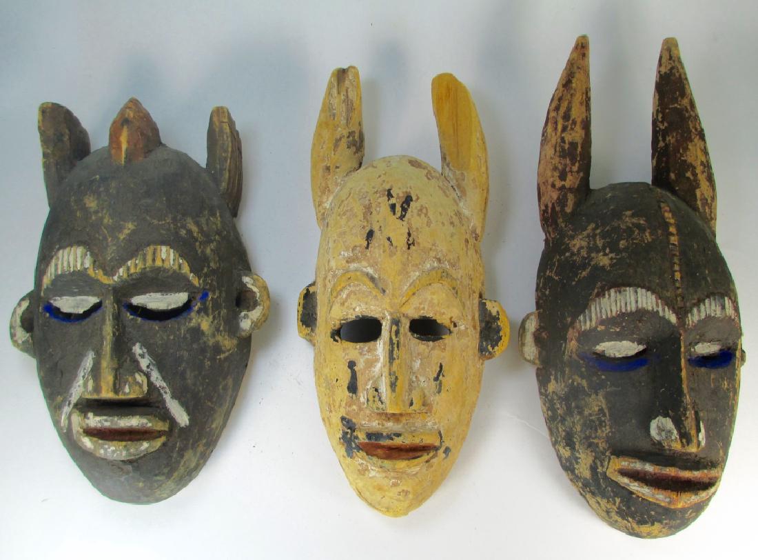 Three Ethnographic Carved & Polychromed Wood Masks (1 of 3)