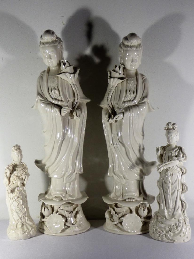 Four Chinese Blanc-de-Chine Porcelain Figures (1 of 1)