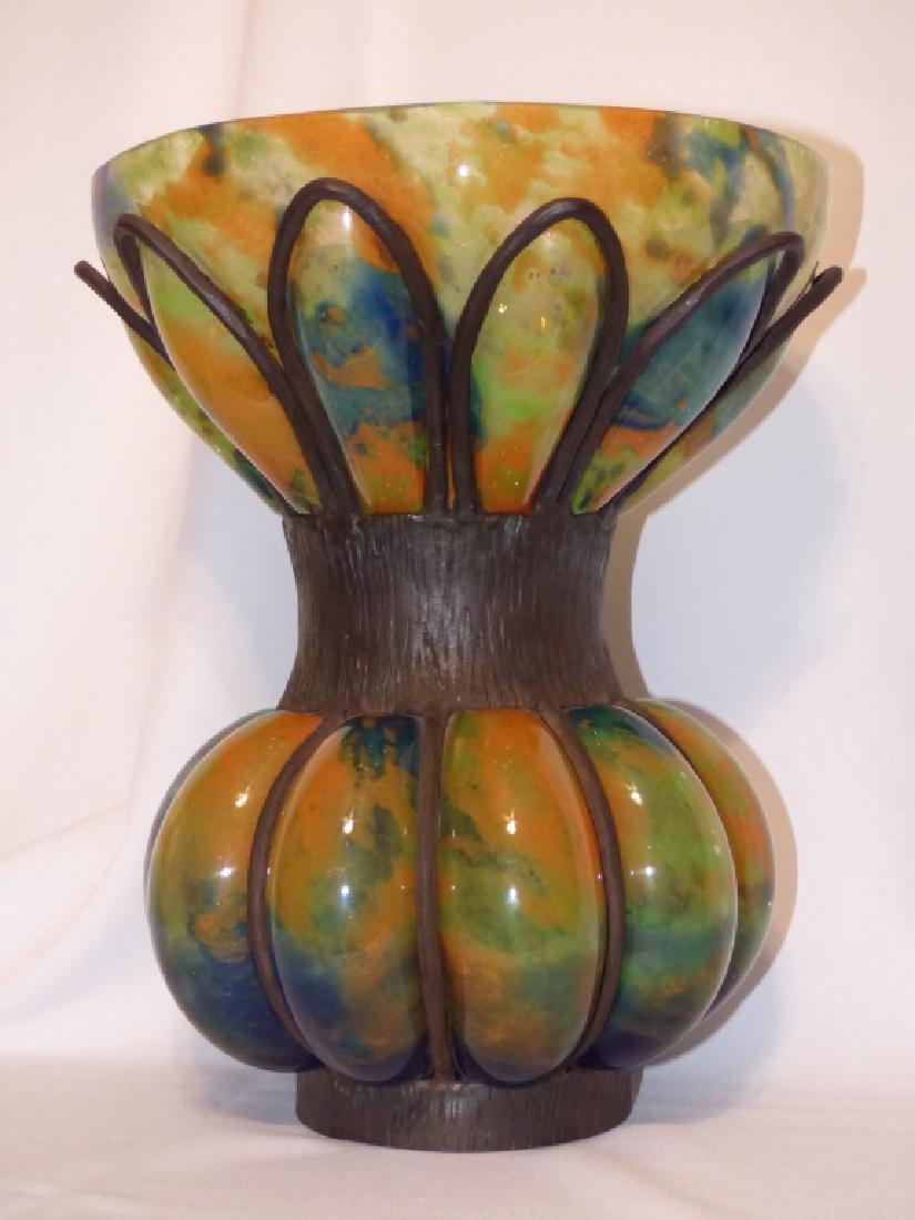 A French Iron-Mounted Souffle Glass Vase (1 of 7)