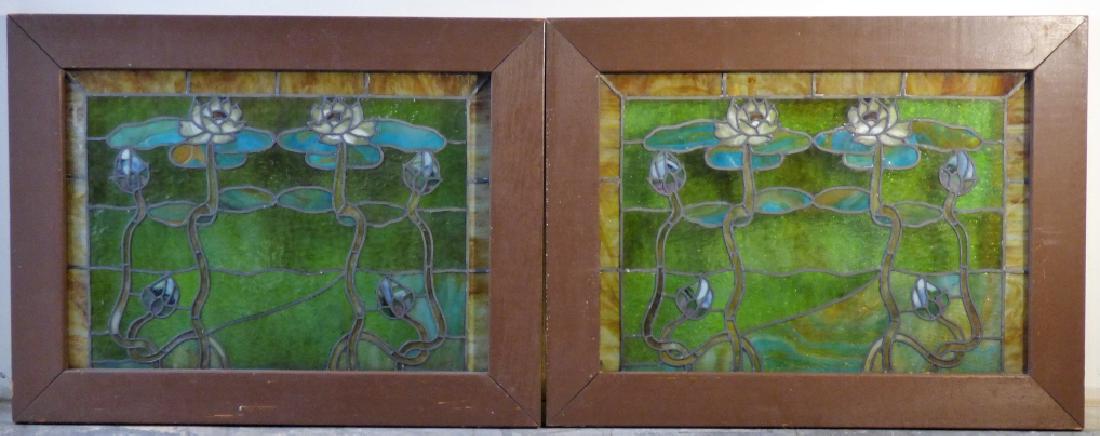 A Pair of Antique Art Nouveau Leaded Glass Panels (1 of 9)