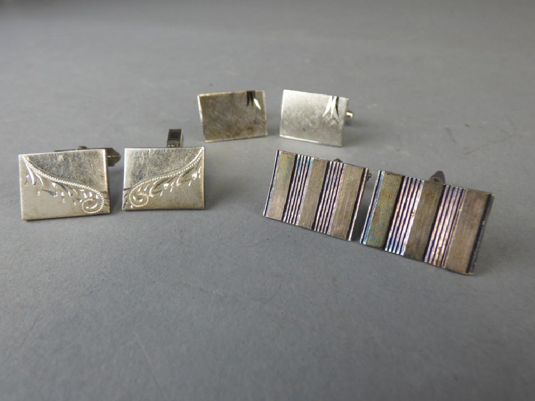 Three Pairs Sterling Silver Cuff Links (1 of 1)
