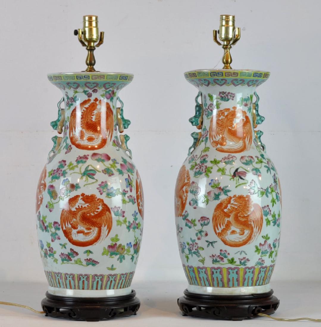 Pair of Antique Chinese Famille Rose Vases (1 of 10)