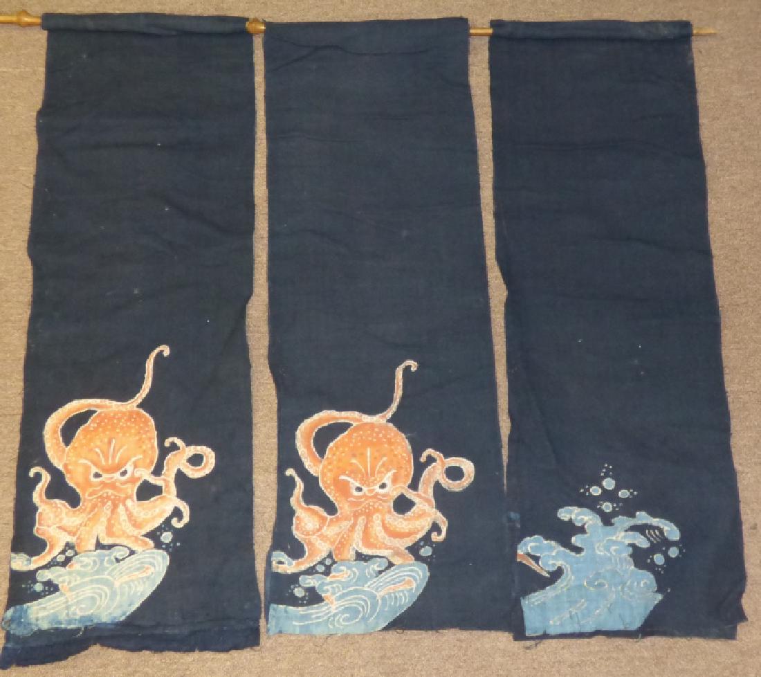 Japanese Three Panel Textile Wall Hanging (1 of 3)