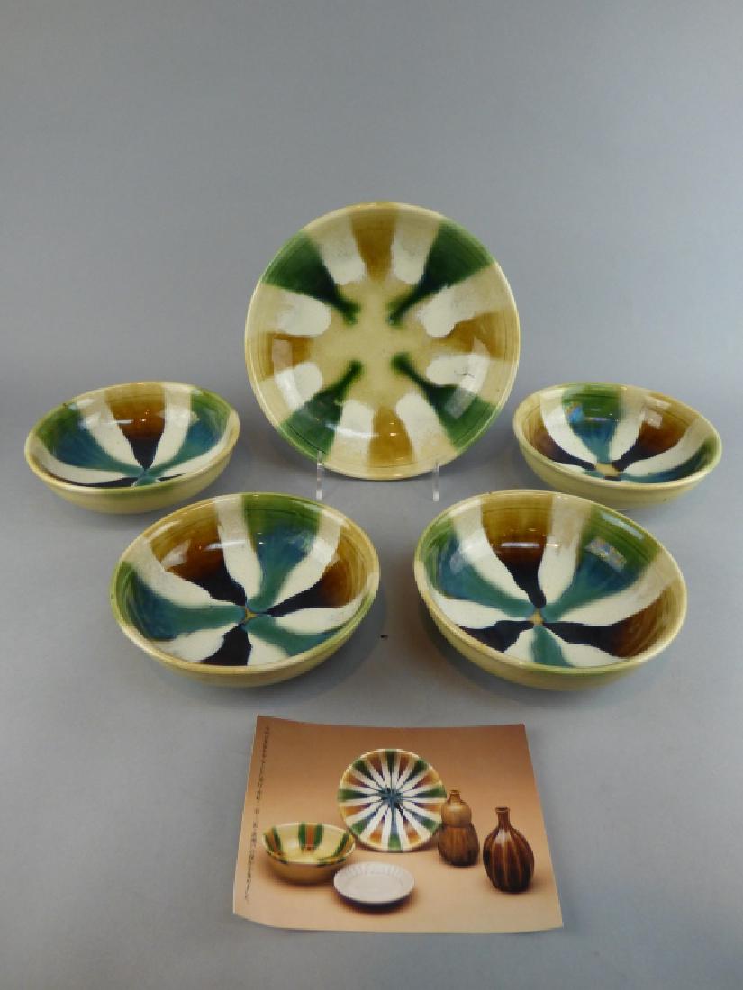 MIZUNO HANJIRO (Japanese, born 1926): 5 Pieces 8.25" Dia x 2" H