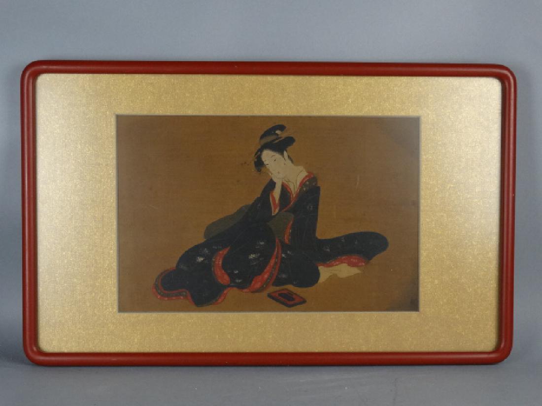 Antique Japanese Painting of Geisha or Courtier (1 of 6)
