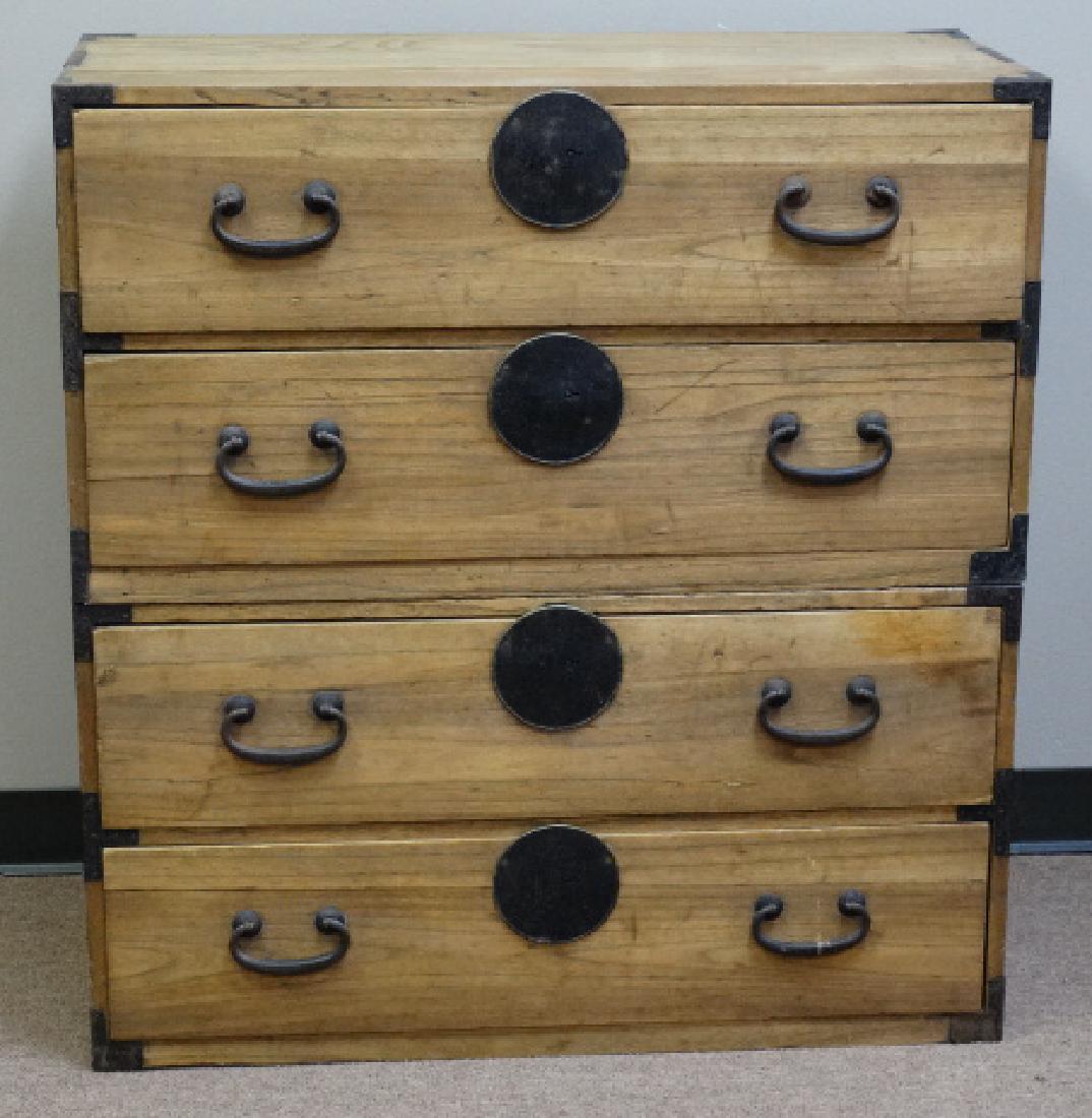 Japanese Four-Drawer Isho Tansu Chest: Size: 37 1/2" H x 34 1/2" L x 15 1/2" W