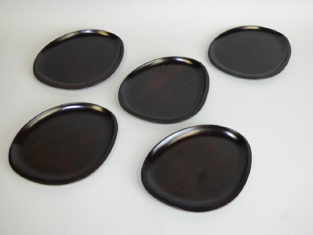 Lot of 5 Lacquer Dishes: Size : 5 3/4" L x 5" W