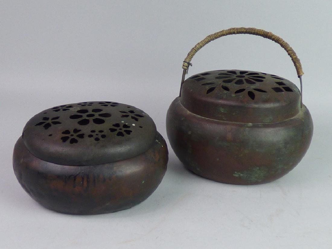 Two Antique Japanese Copper Hand Warmers (1 of 9)