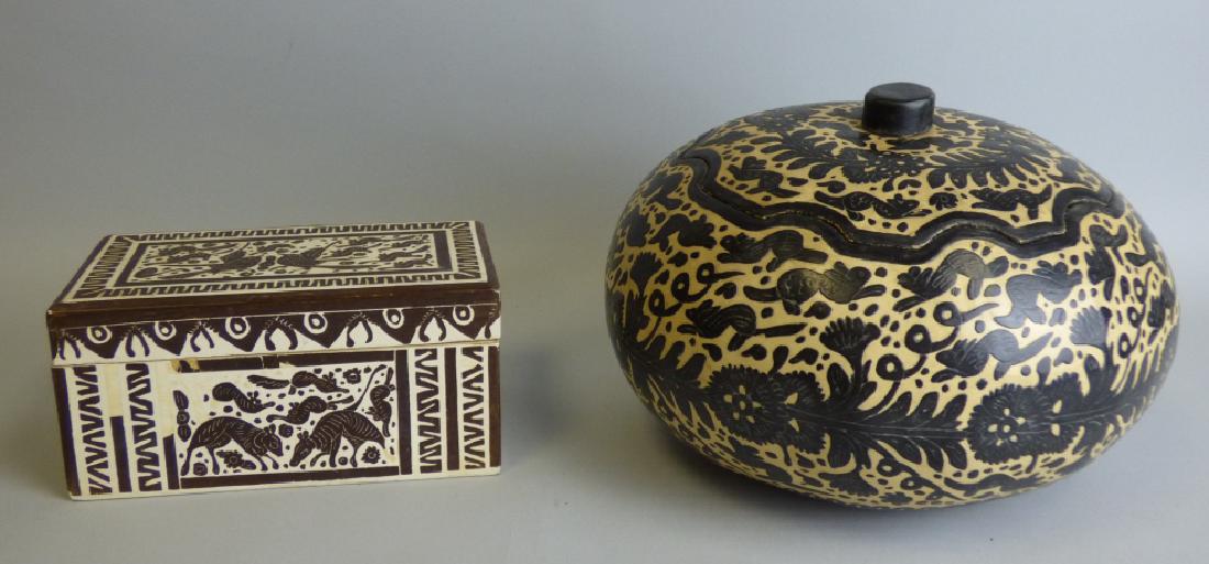 Two Mexican Olinala Lacquerware Articles (1 of 6)