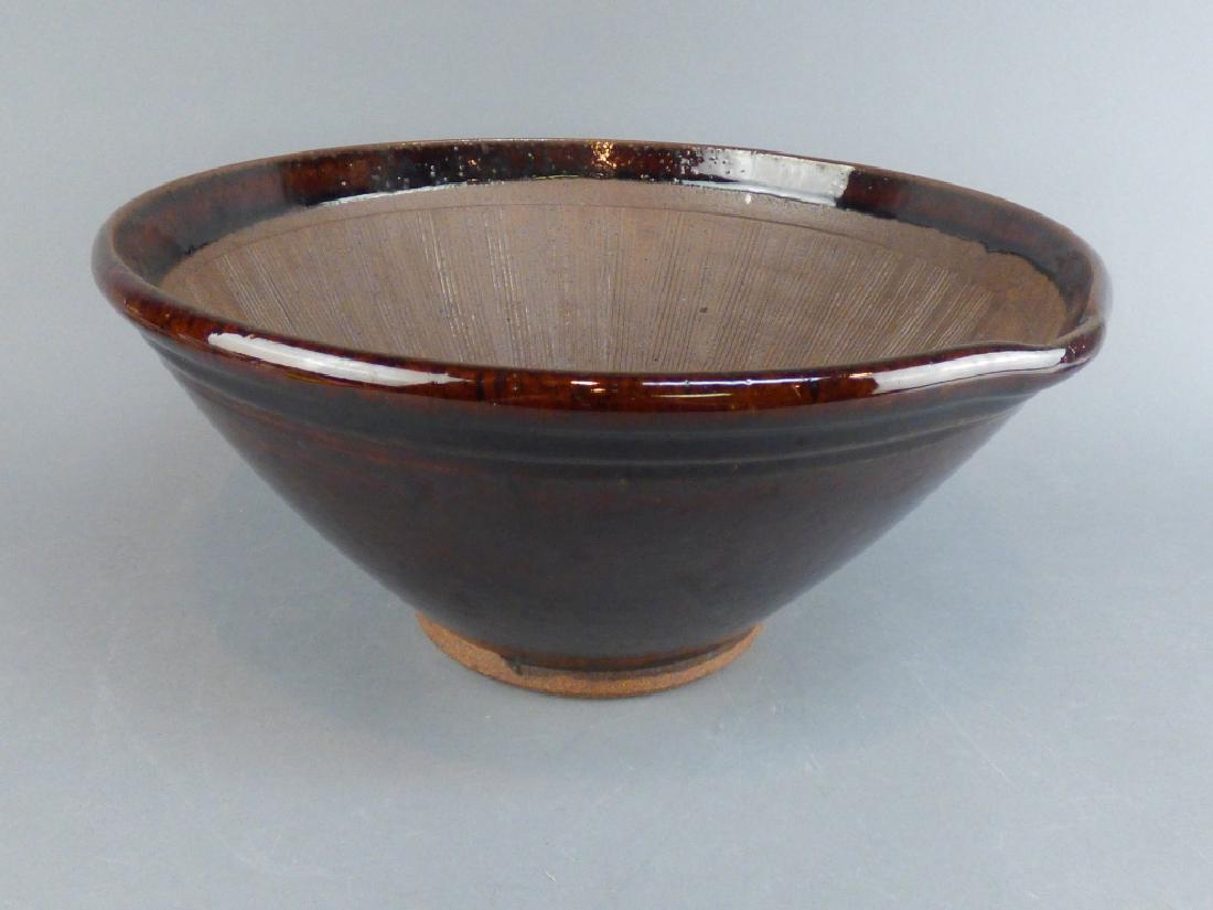 Large Brown Pottery Bowl (1 of 5)
