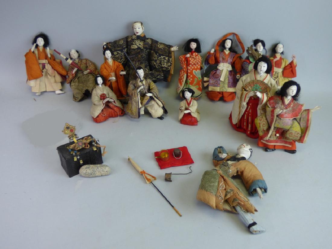 Group of Fourteen Various Hinamatsuri Dolls: Size (largest): 6" H x 4 1/2" L x 1 1/2" W