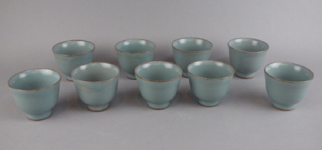 9 green glazed cups (1 of 6)