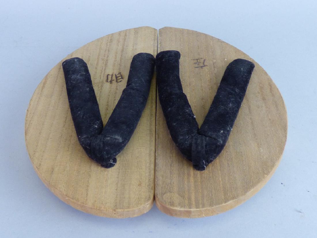 Pair of Carved Wood Demi-Lune Geta Sandals: Size (each): 1 1/2" H x 9 1/2" L x 4 1/2" W