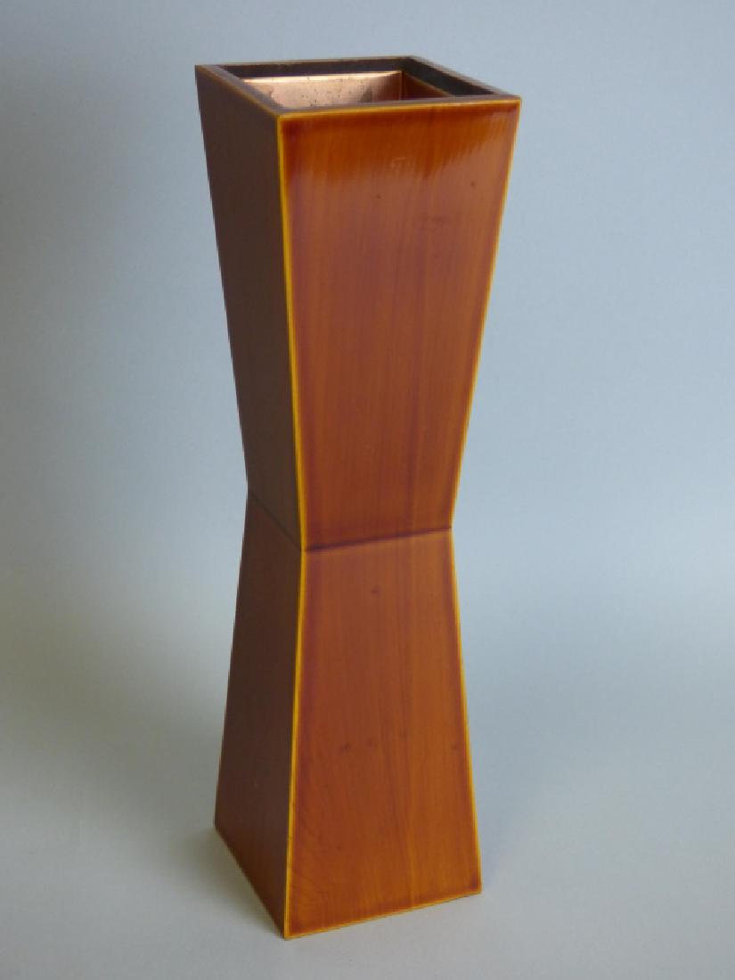 Brown Lacquered Planter w/ Copper Liner (1 of 5)