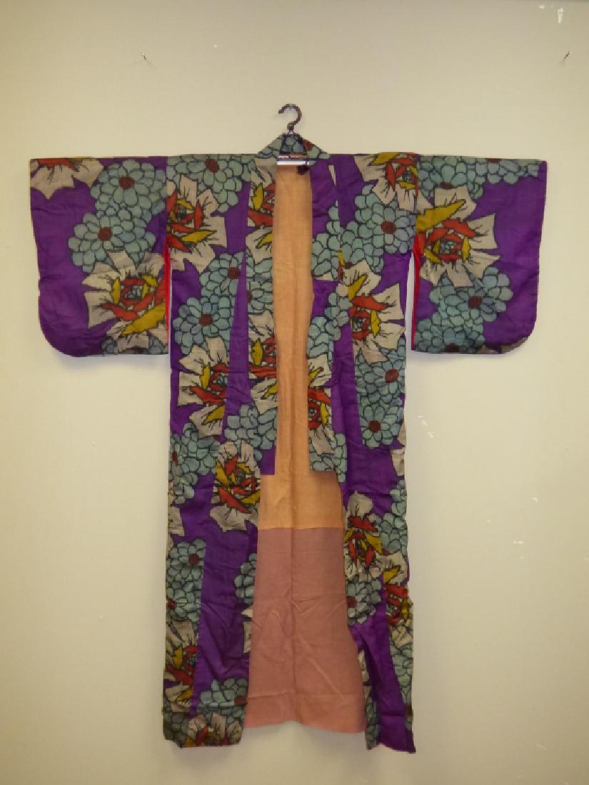 Japanese Silk Kimono - Purple & Multi Color Floral (1 of 3)