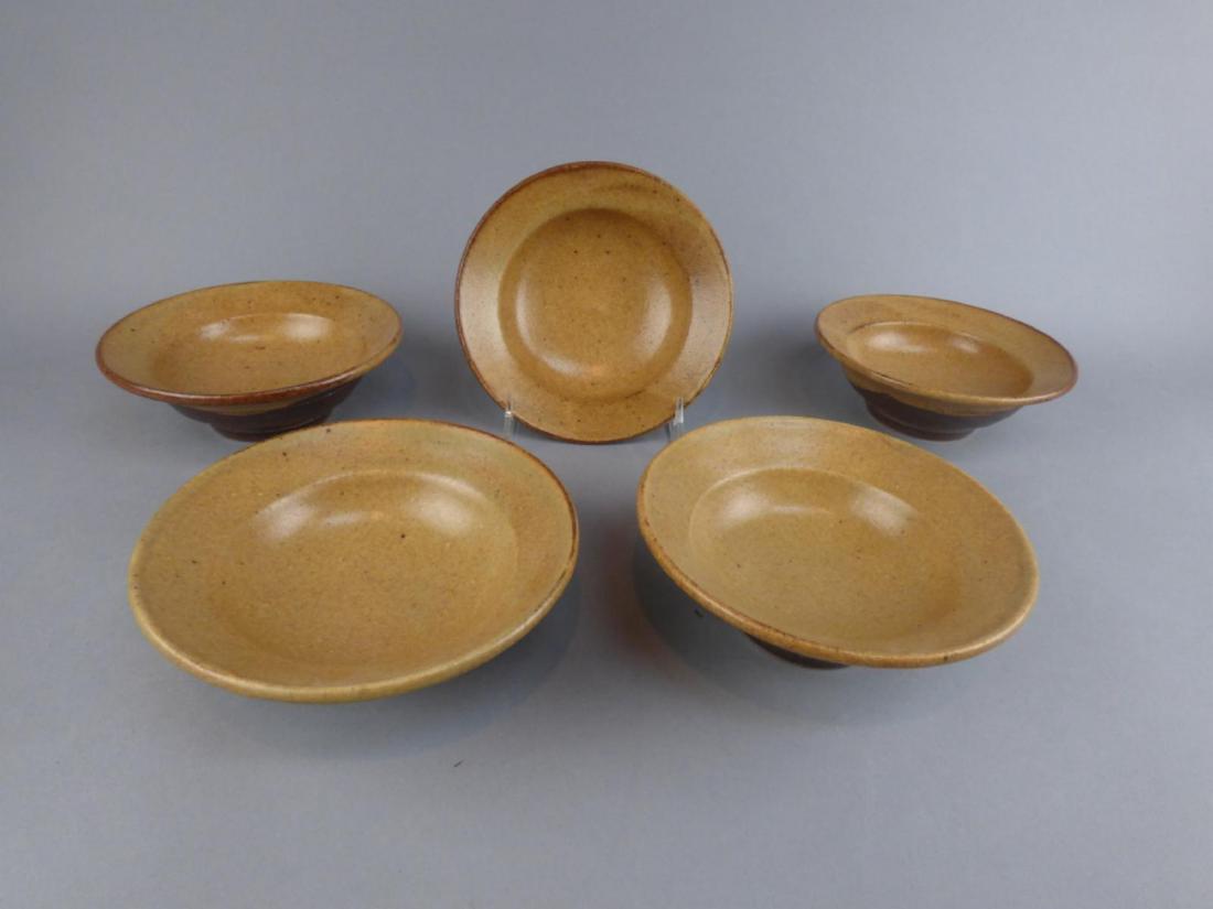 KAMIYA SHOICHI (Japanese, 1948-2014): 5 Pottery Bowls Marked 6" Dia x 2 " H