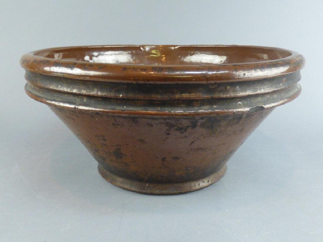 Large Japanese Pottery Bowl: 13.5" Dia x 6.25" H