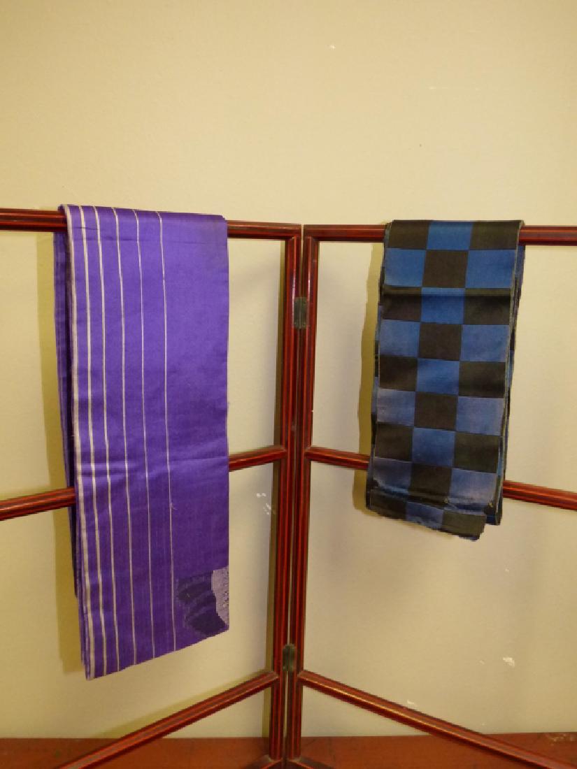 2 Japanese Obis - Silk Purple / Blue Checker (1 of 3)
