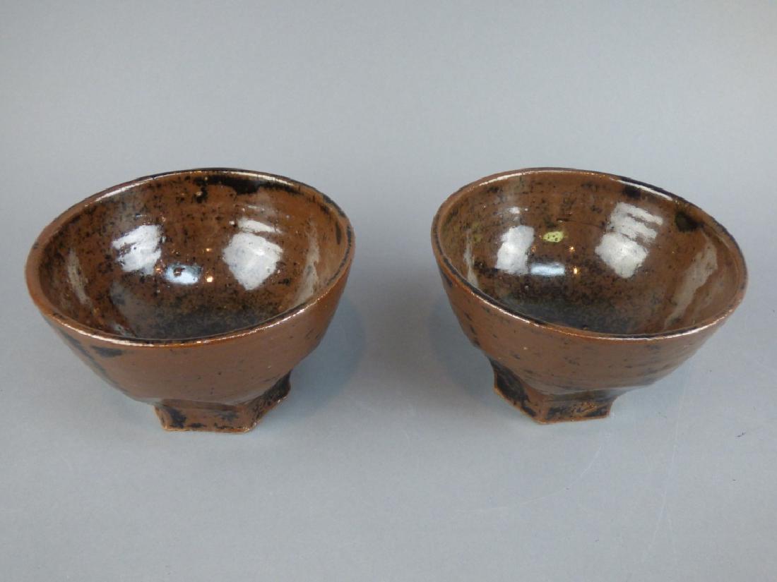 2 Brown/Black Bowls: 4.75" Dia x 3 " H