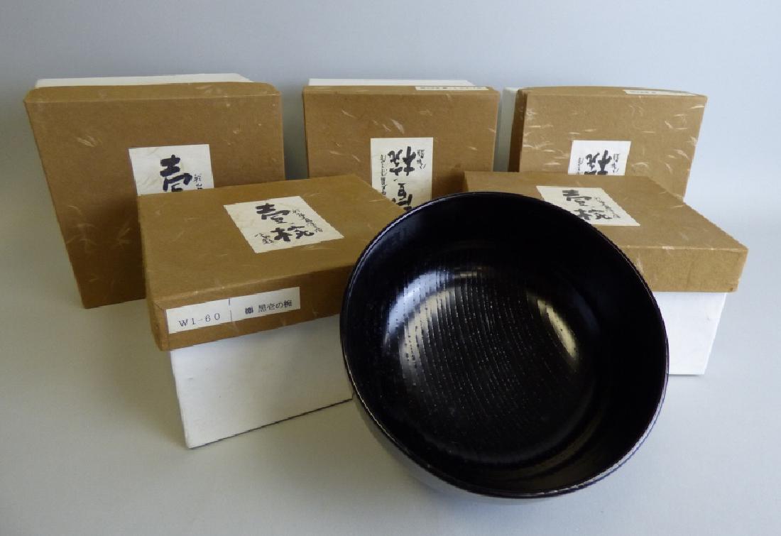 Lot of 5 Black Lacquer Bowls: Size : 3 1/4" H x 5 7/8 dia.