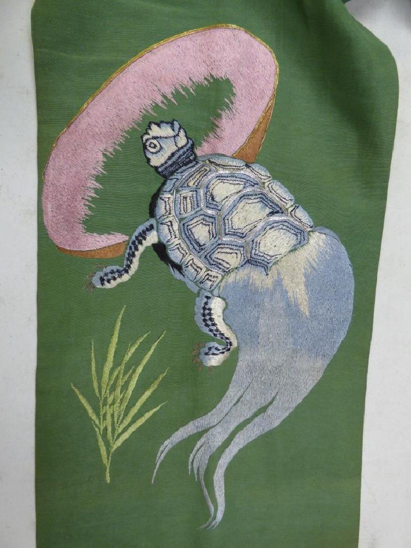 Japanese Obi - Green w/ Turtle Embroidery: Size : 128"