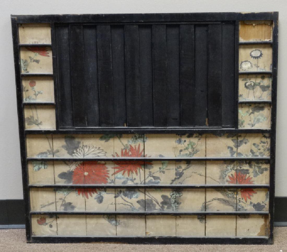 Antique Japanese Painted Carriage Door: Size: 30" H x 27 1/2" L x 3/4" W