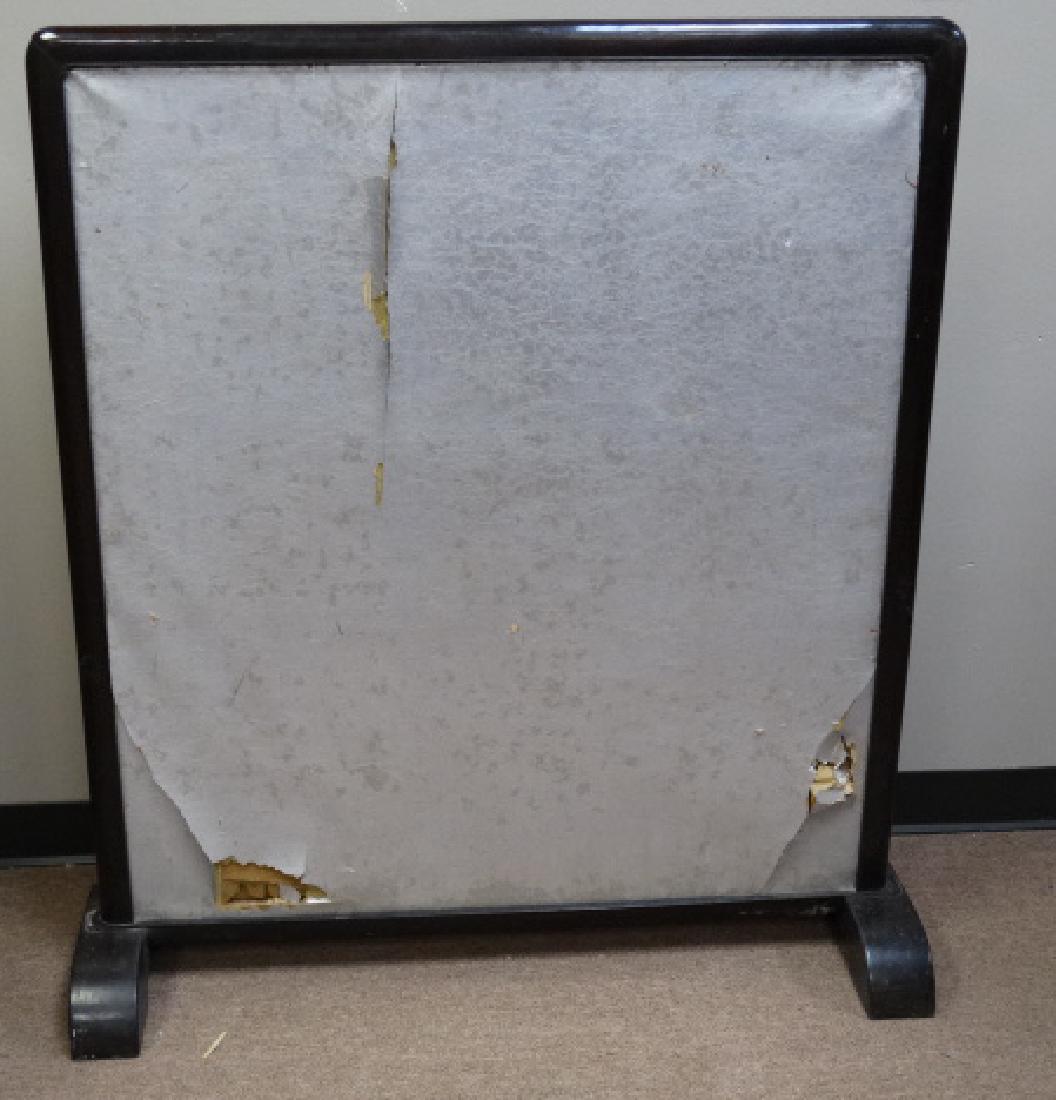 Japanese Lacquer & Silver Paper Partition: Lacquered Floor Screen, damage to paper screen. Size: 47" H x 42" L x 12 1/2" W