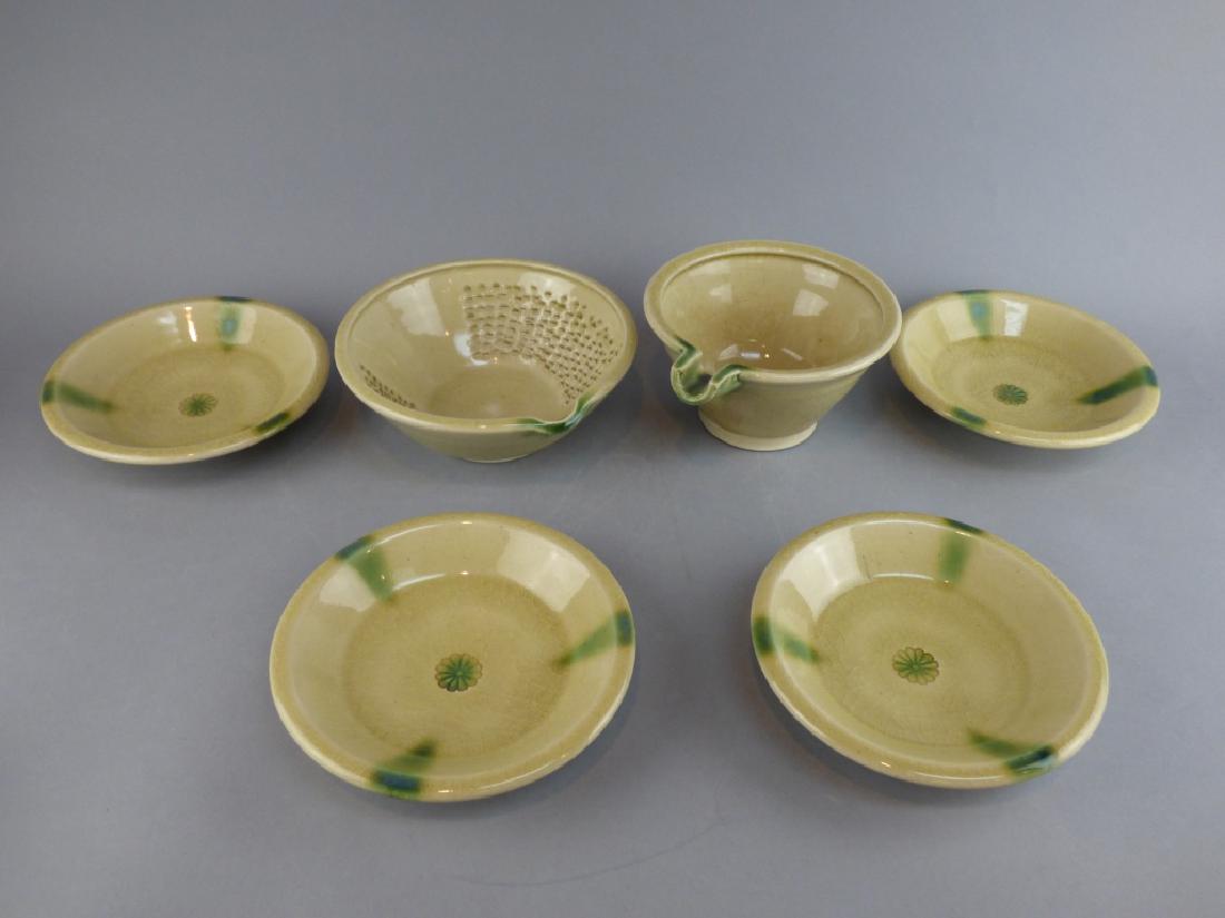 MIZUNO HANJIRO (Japanese, born 1926): 7" W x 6.5" L x 2.5" H 4 Bowls , 2 Pouring Bowls/Grater?