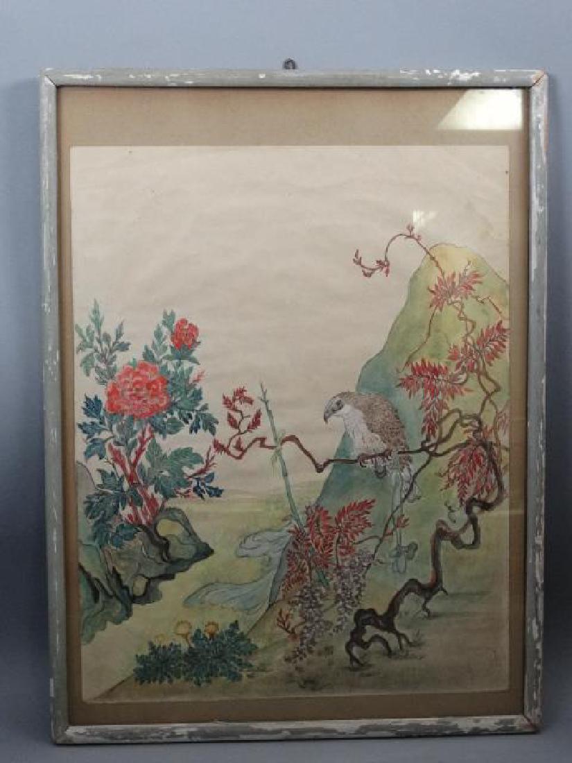 Watercolor on Paper Depicting Hawk: Watercolor on paper, apparently unsigned Size: 15 1/2" L x 12" W (sight); 18 1/2" L x 14" W (overall)