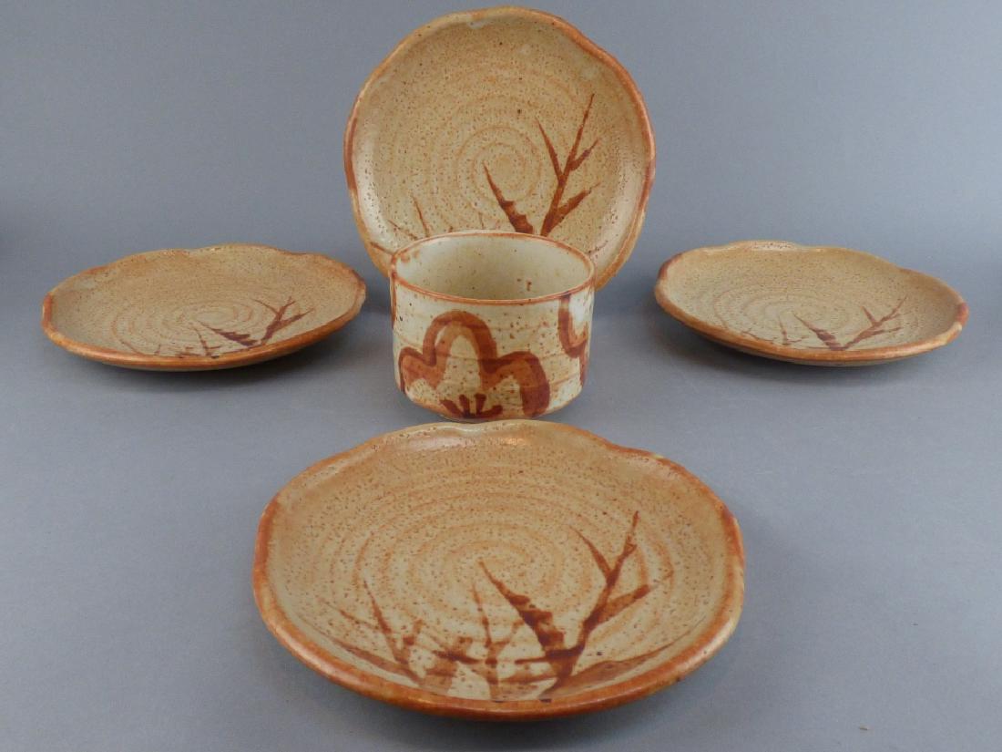 Five Pieces Shino Ware: 7.5" Dia