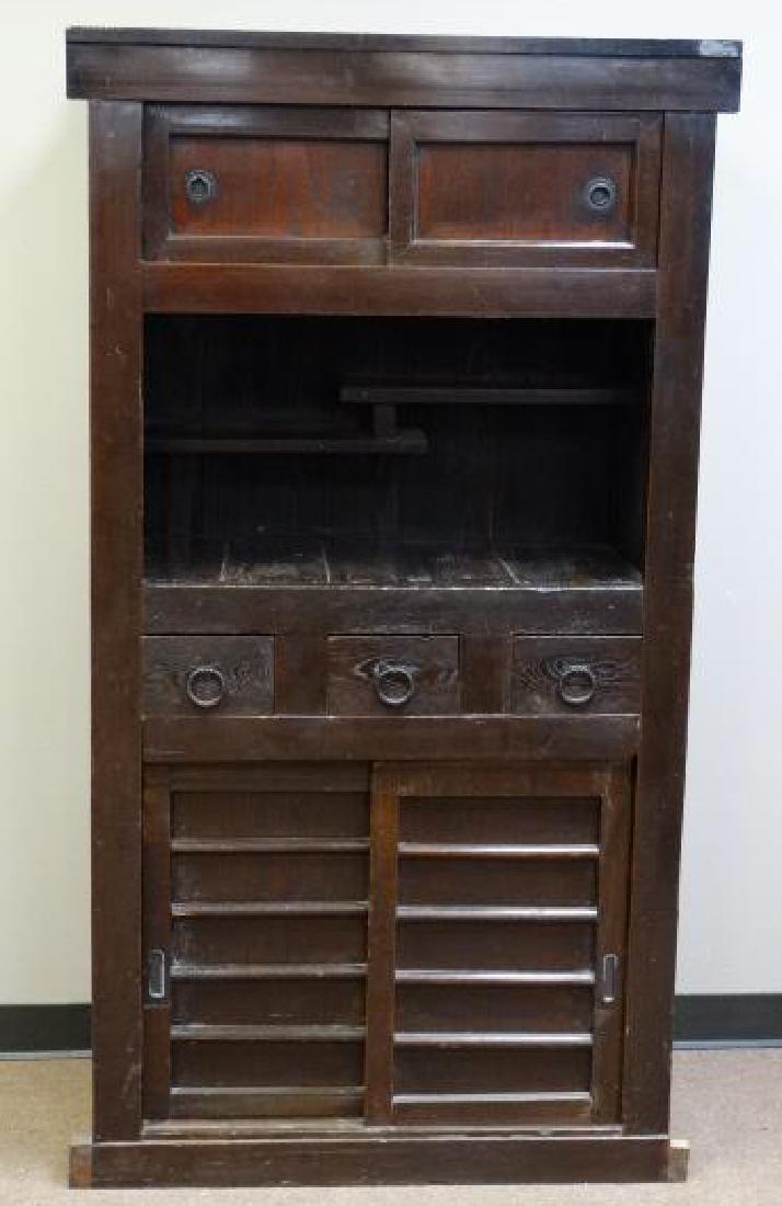 Japanese Mizuya Kitchen Tansu Chest: Size: 67" H x 37" L x 17" W